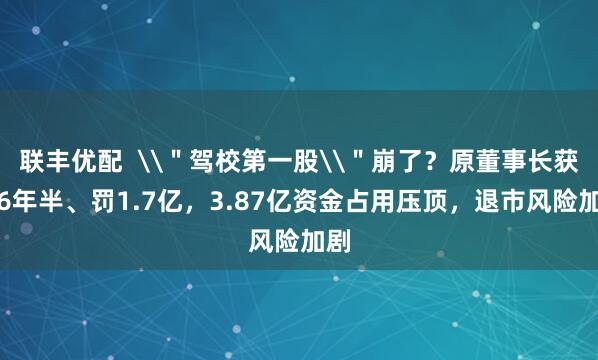 联丰优配  \＂驾校第一股\＂崩了？原董事长获刑6年半、罚1.7亿，3.87亿资金占用压顶，退市风险加剧