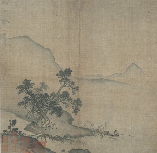 银河配资 宋·夏圭《溪口垂钓图》：半幅山水里的禅意宇宙