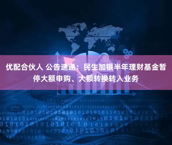 优配合伙人 公告速递：民生加银半年理财基金暂停大额申购、大额转换转入业务